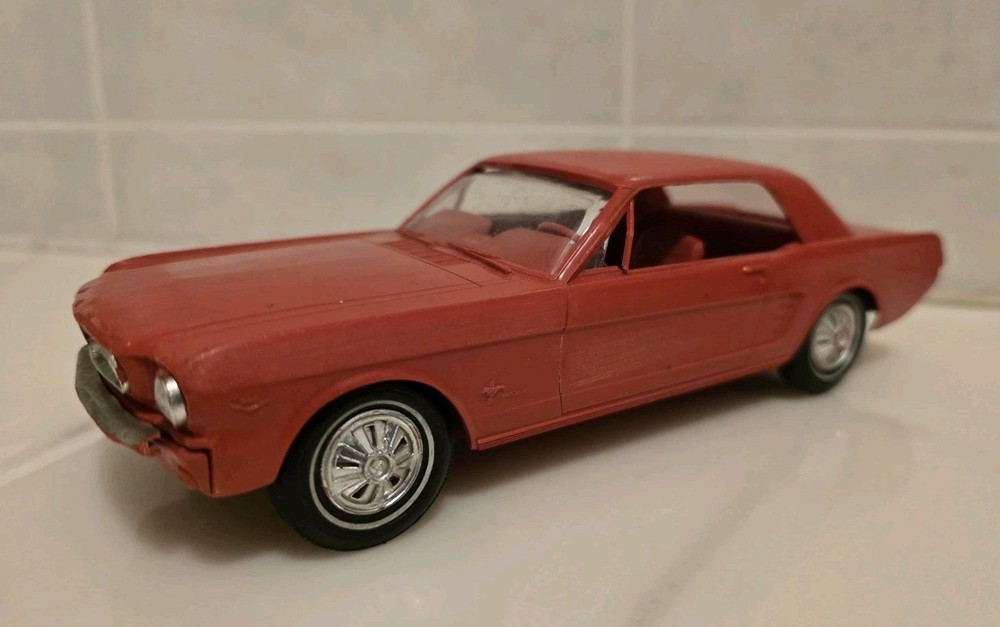 Vintage 1966 Ford Mustang Dealer Promo Model Car Red Plastic 4 Screws Some Flaws