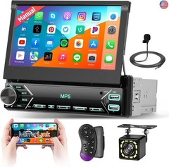 Single Din Car Radio Flip Out Touch Screen, 7 inch Touchscreen Car Radio with