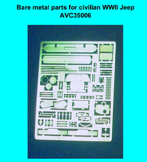 Minor 1/35 WWII Civilian Jeep Detail Set (bare metal parts)
