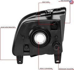 DNA MOTORING Smoke Lens Headlights Replacement Compatible with 05-09 Mustang,
