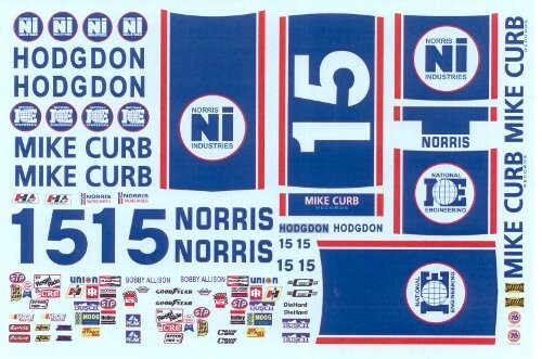 Plastic Performance Products #15Hodgdon/Mike Curb/Norris 1978-80 B Allison decal