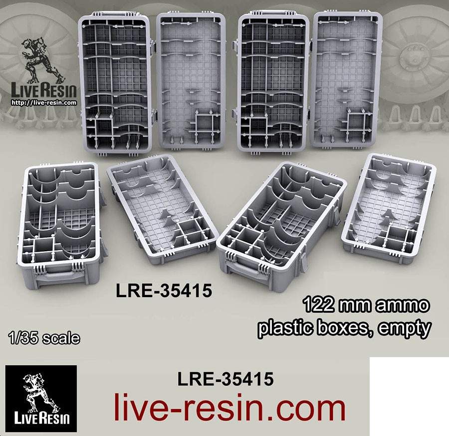 Live Resin 1/35 122mm Ammo Plastic Boxes, Empty