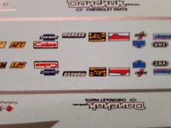 Decal Sheet Mongoose Tom McEwen Drag Race 57 Chevy Bel Air 1/24 Funny Car