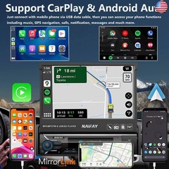 Naifay Single Din Touchscreen Car Stereo with Carplay & Android Auto, 7inch