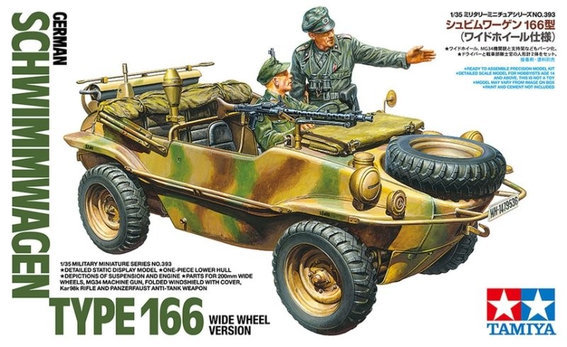 Tamiya 35393 1/35 Scale Model Kit German Pkw.K2s Schwimmwagen Type166 Wide Wheel