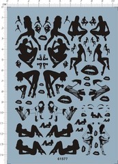 Different scale size Sexy Girls Lips For Car Model Kit Water Slide Decal Black