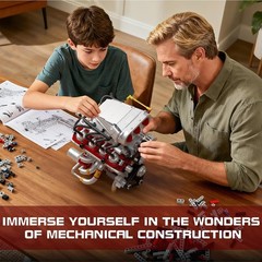Realistic V8 Engine Model Kit – 2347 PCS for Kids & Adults, Perfect STEM Gift