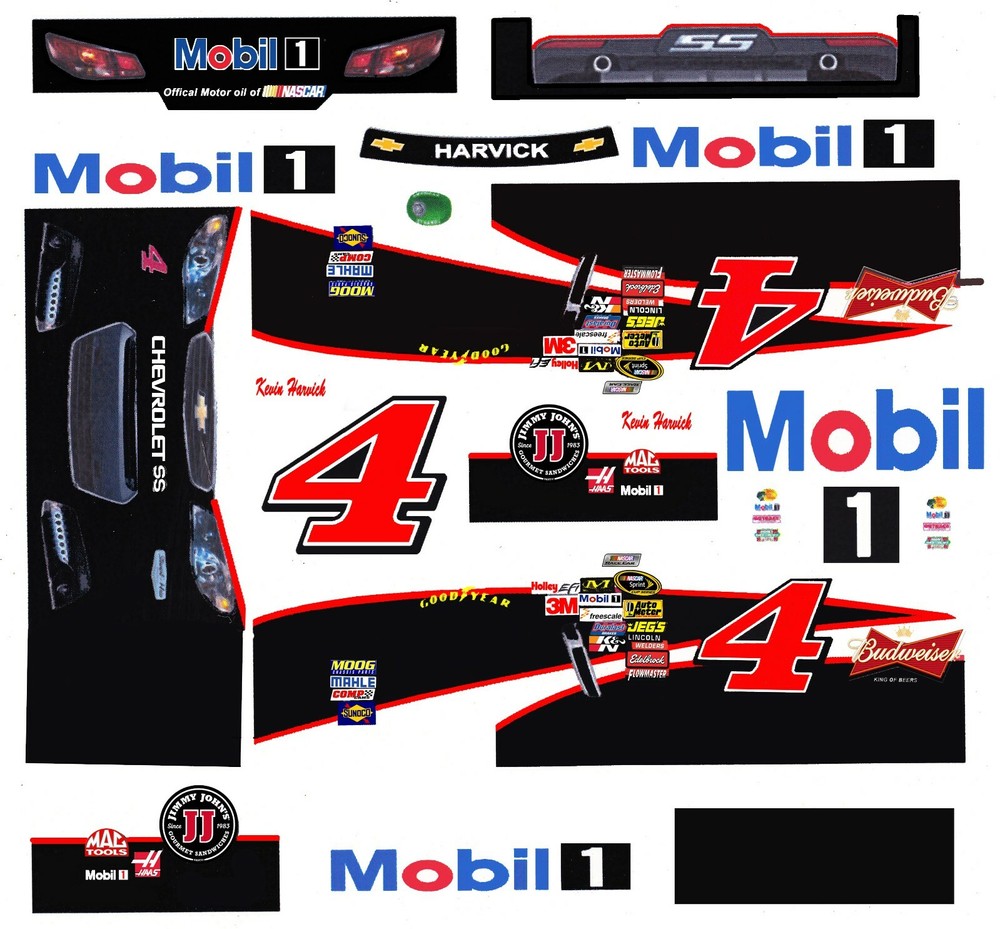 #4 Kevin Harvick Mobil 1 Chevrolet SS 2014 1/24th Scale Nascar Waterslide Decals