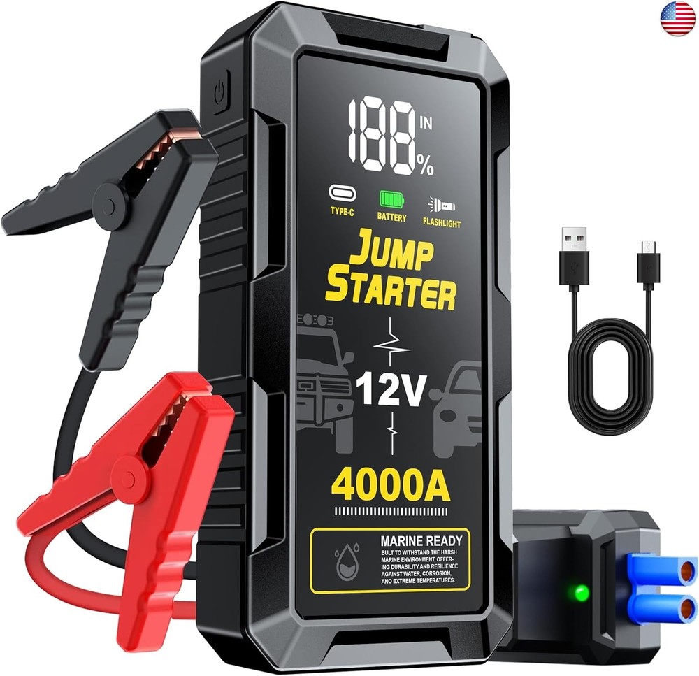 Car Jump Starter 4000A, 12V Jump Starter Battery Pack (All Gas,up to 10.0L