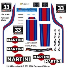 #33 Mercedes Benz SLS GT3 2014 Winner 1/25th – 1/24th Scale Waterslide Decals
