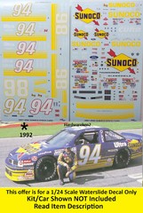 NASCAR DECAL #98 SUNOCO 1988 BUICK REGAL BRAD NOFFSINGER -1/24 POWERSLIDE