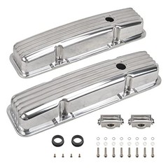 Aluminum Valve Covers with Holes Retro Finneded Compatible SBC 58-86 Polish