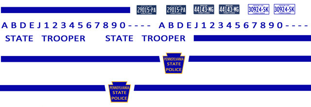 1988 Pennsylvania State Trooper Police Car 1/64th Scale Waterslide Decals