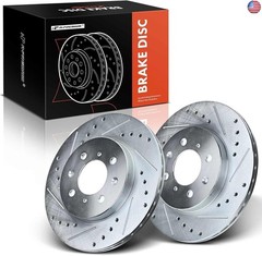 A-Premium 10.30 inch (261.7mm) Front Drilled and Slotted Disc Brake Rotors