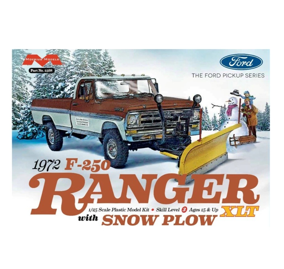 Moebius 1972 F-250 Ranger XLT w/Snow Plow 1:25 Scale Plastic Model Kit 2568