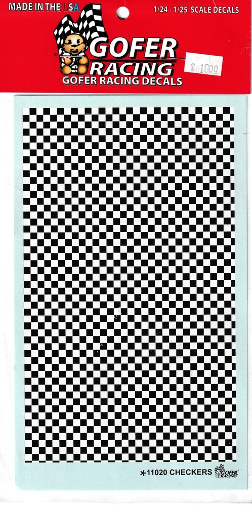 Gofer Racing 1/24 Checkerboard Waterslide Decal 7.8″ x 4.6″ 11020