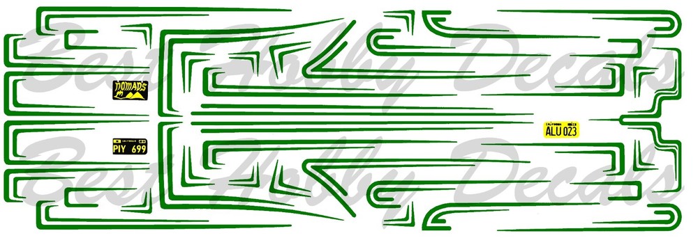Hot Rod Custom Car Scallops Dark Green 1/24th Scale Waterslide Decals