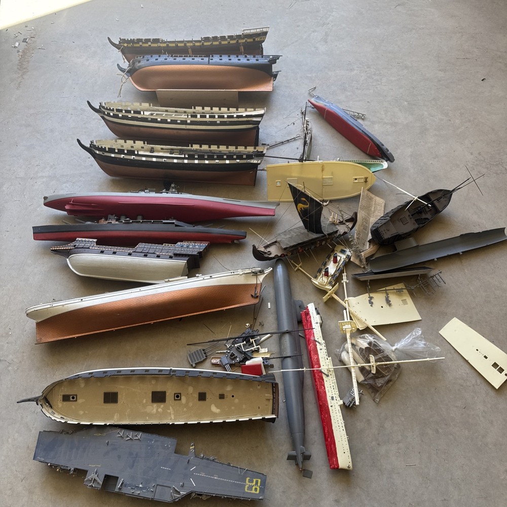 Large Group Lot Vintage Model Models Ship Ships Boat Boats Junk Yard Junkyard