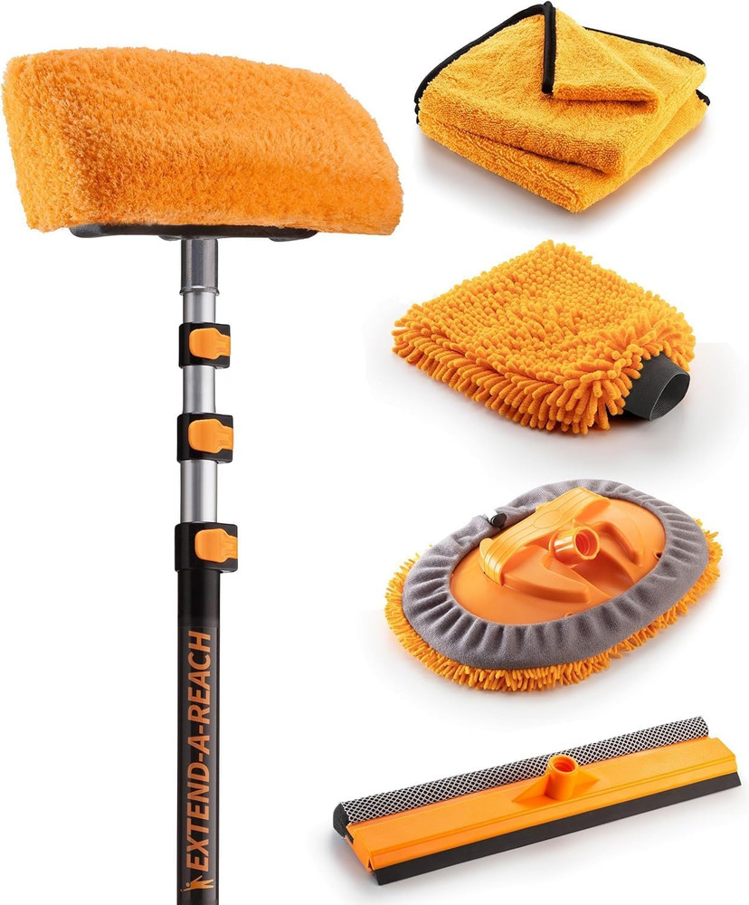 Car & RV Wash Brush Kit 48-144״ Long Extendable Handle Car, RV, Truck Washing Ki