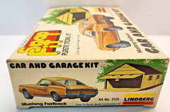 Vintage Linberg Models Car & Garage Kit. with Mustang Fastback. Built Snap Kit
