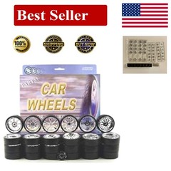 6 Set of Chrome Spoke Rims for 1:24 Scale Cars – Fits Brands