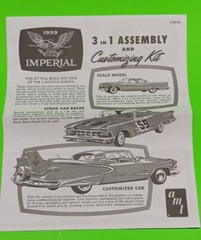 AMT 1959 Chrysler Imperial 1/25 Instruction Sheet Model Car