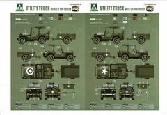 Takom 2126 1/35 U.S.1/4 Ton Utility Truck w/ 1/4 Ton Utility Trailer decals only