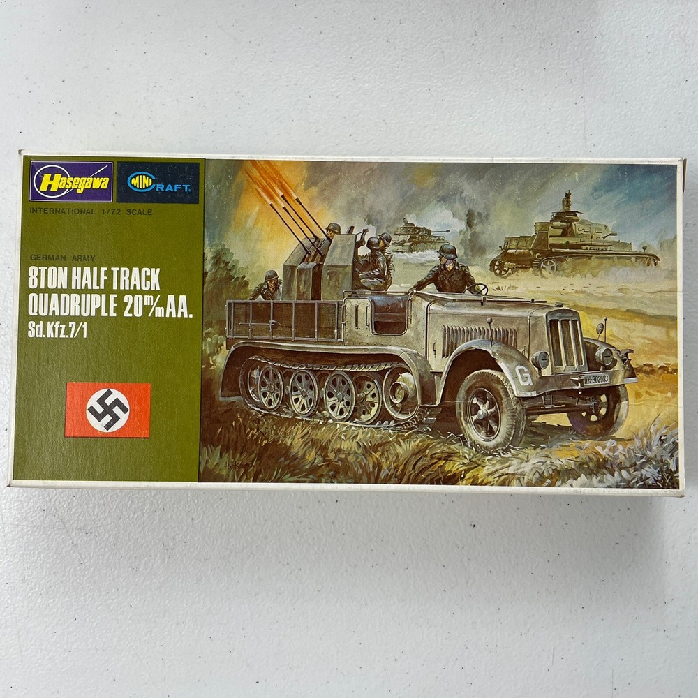 Vintage 8 Ton German Half Track Quadruple Hasegawa Plastic Model – OPEN BOX