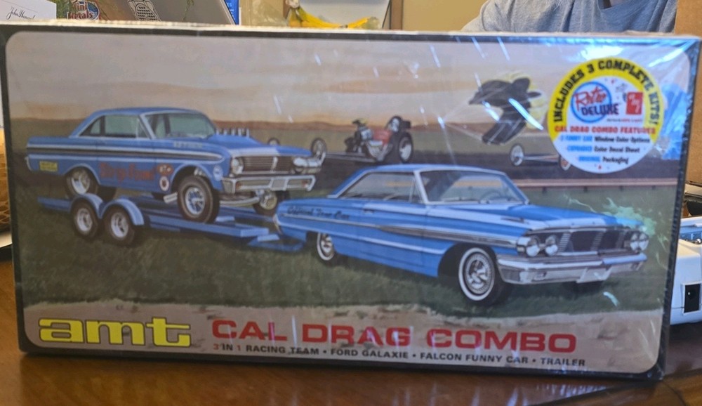 AMT Cal Drag Combo 3-in-1 1:25 Ford Galaxie Falcon Trailer Model Kit AMT1223/06