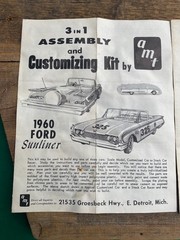 SET OF 7 VINTAGE ORIGINAL INSTRUCTIONS FROM AMT 3 in 1 CUSTOMIZING MODEL KITS