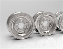1:8 (4) Chrome Stock Steel Two Piece wheels Fits Monogram/Revell kits