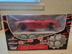 Motor Max 1958 Corvette Model Kit Red Die-Cast Body Opening Doors Bonus Wheels