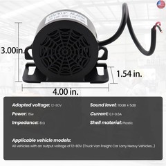 MIRKOO Backup Alarm 110dB 12V-80V DC Waterproof Industrial Heavy-Duty Backup