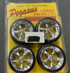 #33 Pegasus T 23” Chrome TIRES & WHEELS 5 Spoke Model Kit PARTS McM 1/25 1/24