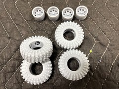 Resin Printed 1/25 Scale 46 X 15.50 Rock Crawler Mud Tires + Wheels Rock Buggy