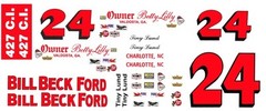 #24 Tiny Lund 1965-66 Ford Galaxie Bill Beck Ford 1/24th – 1/25th Scale Decals