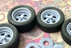 1/24 Scale: 17-inch “Cragar SS” wheels W/ Wide Rear Tires; Resin 1/25