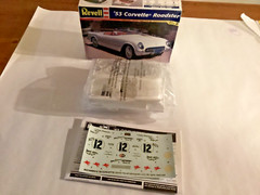 Revell 1953 Corvette 2 in one kit. Has racing decals. All parts in sealed bags.