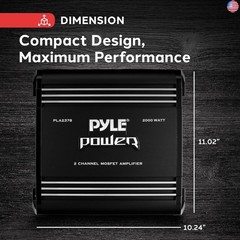 Pyle 2 Channel Car Stereo Amplifier – 2000W High Power Dual Channel Bridgeable