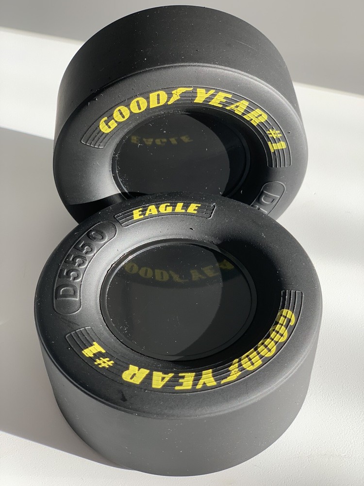 2 X Goodyear Tires NASCAR Racing Slick Race Tire Rubber 3 5/8” X 1.5″ 1:8 Scale