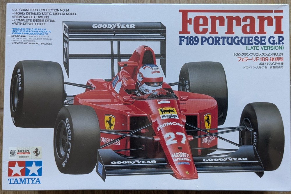 Tamiya #20024 Ferrari F189 Portuguese GP Late Version 1/20 Scale Model Kit