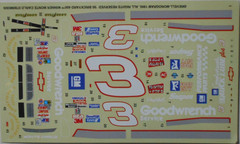 NASCAR DECAL # 3 GOODWRENCH 1995 BRICKYARD 400 WINNER MONTE CARLO EARNHARDT 1/24