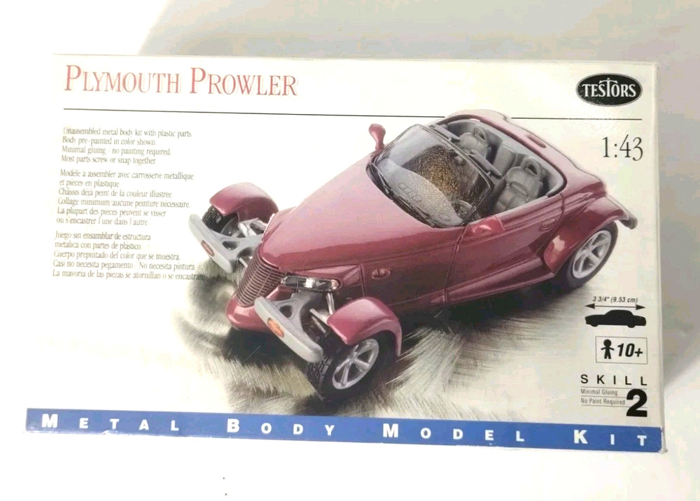 1998 Testors Plymouth Prowler 1:43 Scale Metal Model Kit #136 Open Box