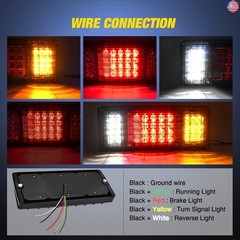 Nilight 2PCS Trailer Tail Light Kit 40 LED Running Brake Turn Signals Reverse