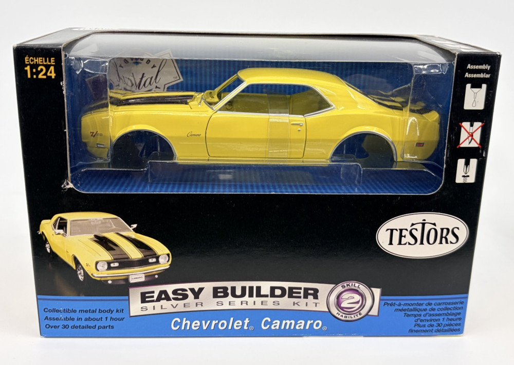 Testers Chevrolet Camaro Metal Body Easy Builder Silver Series Model Kit 1:25