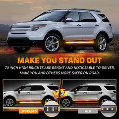 60″ Amber Red LED Running Board Lights – 2PCS Emergency Strobe Warning Safety