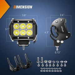 Led Pods 2Pcs 18W 1260LM Spot off Road Lights Super Bright Driving Fog