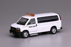 596 1:64 White GMC Express 3500 Police Van Diecast Display Gift Model Collection