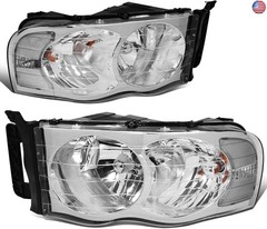 DNA MOTORING Pair Headlights Compatible with 02-05 Dodge Ram 1500 2500 3500,