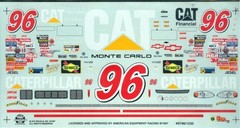 NASCAR DECAL #96 CATERPILLAR 1997 CHEVROLET MONTE CARLO DAVID GREEN SLIXX 1/24